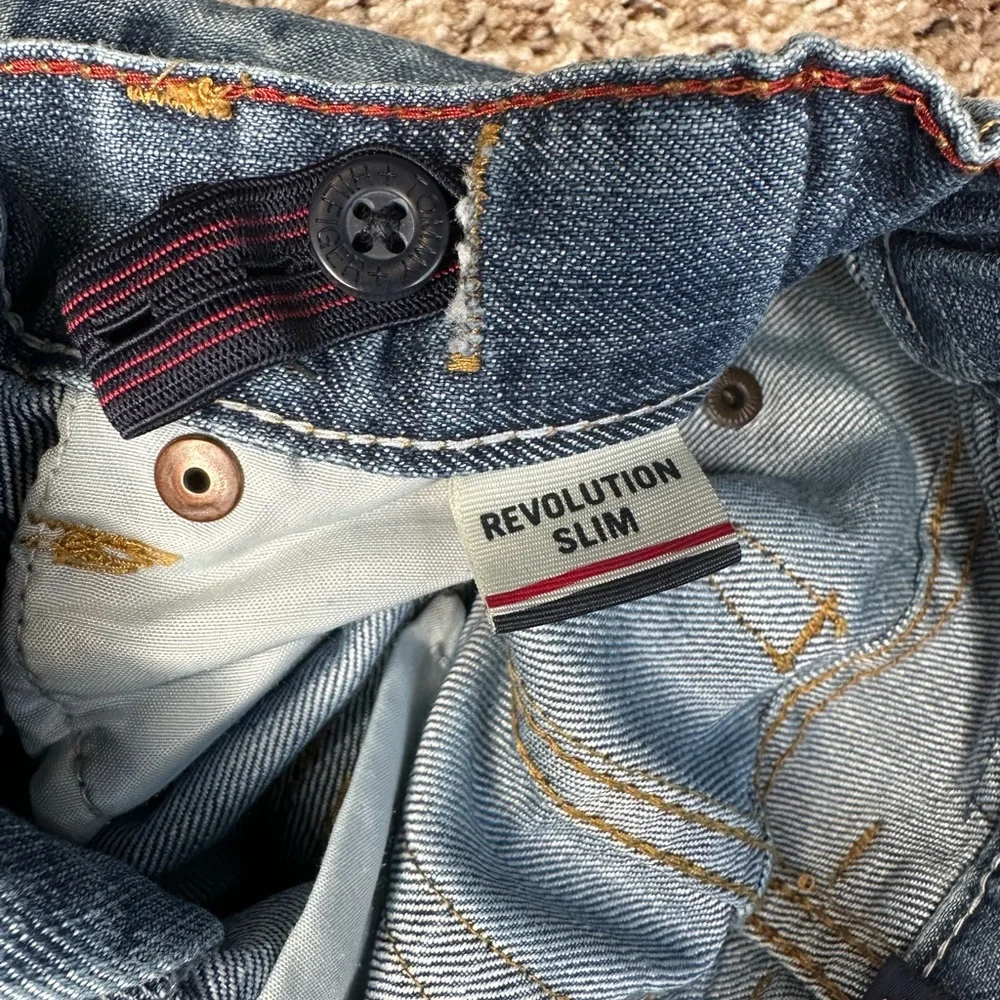 Tommy Hilfiger Boys Denim Jeans Revolution Slim Size 5 Adjustable Waist Snap/Zip